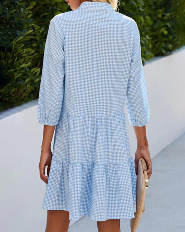 Plaid High Neck Dress