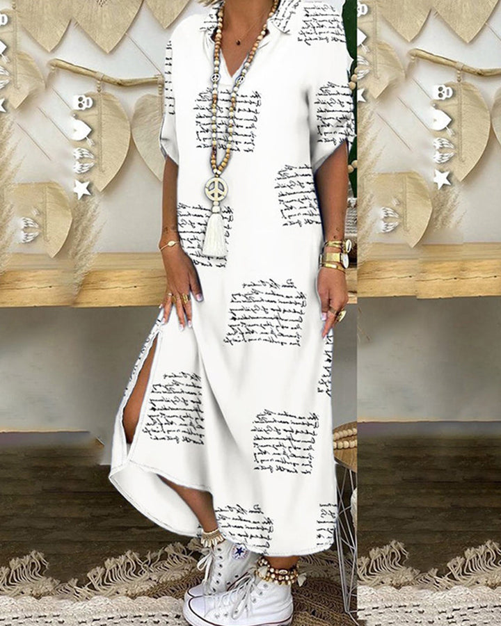 Shirt Dress with Split Print