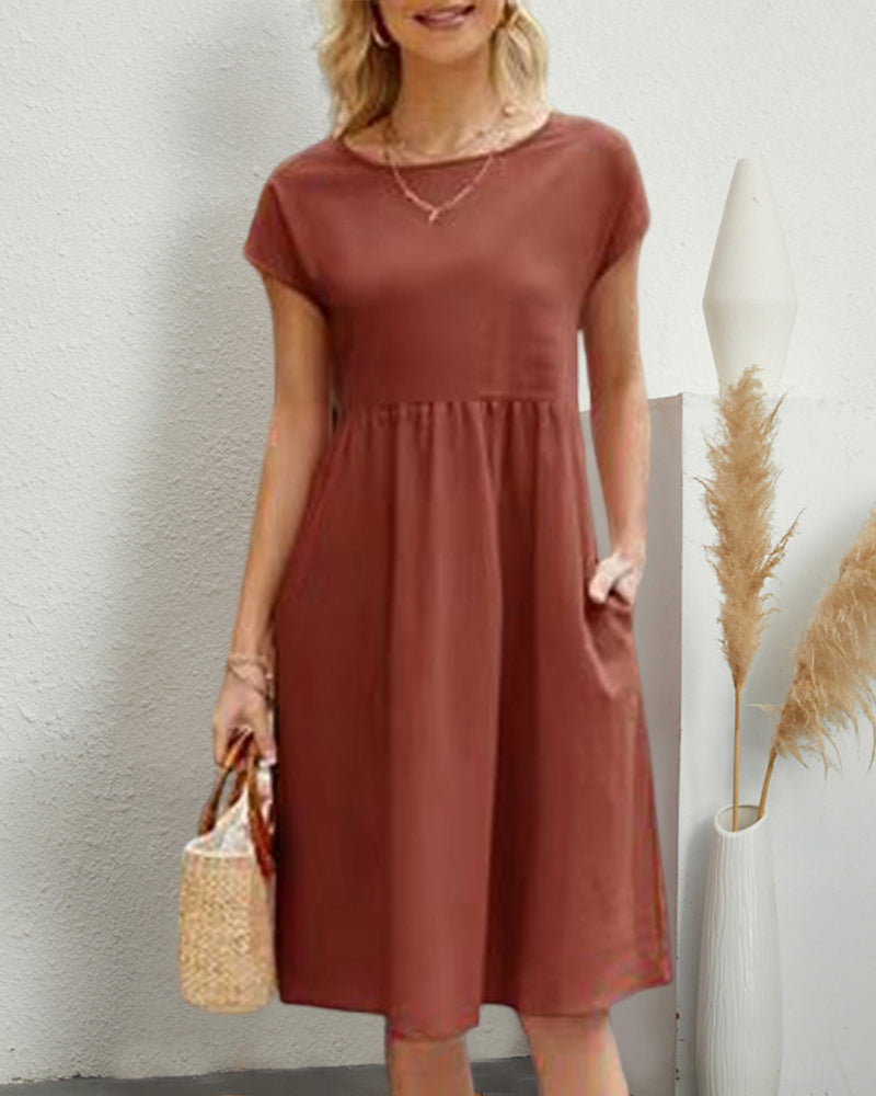 Loose Dress with Round Neckline