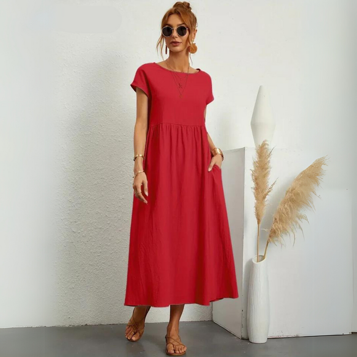 Isla - Casual Midi Dress in Cotton