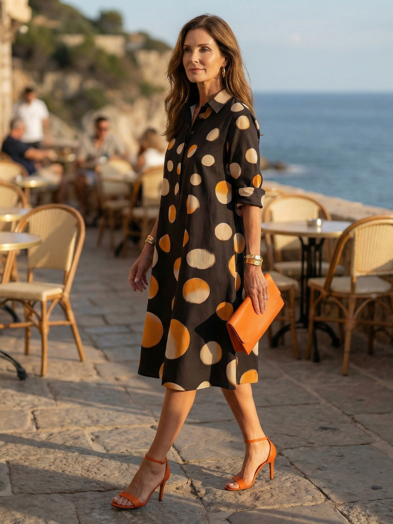 Verónica | Polka Dot Dress in Sunset Tones