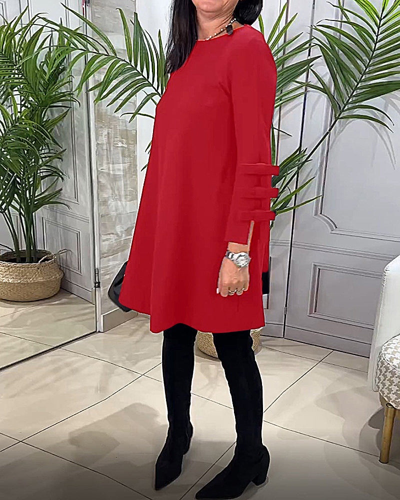Casual Knee-Length Dress with Long Sleeves