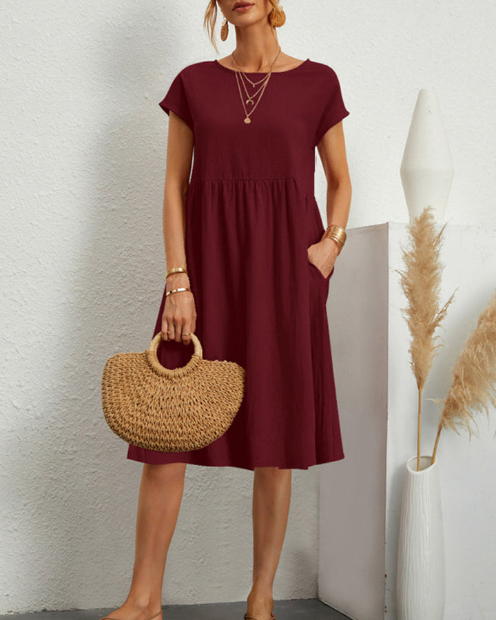 Loose Dress with Round Neckline