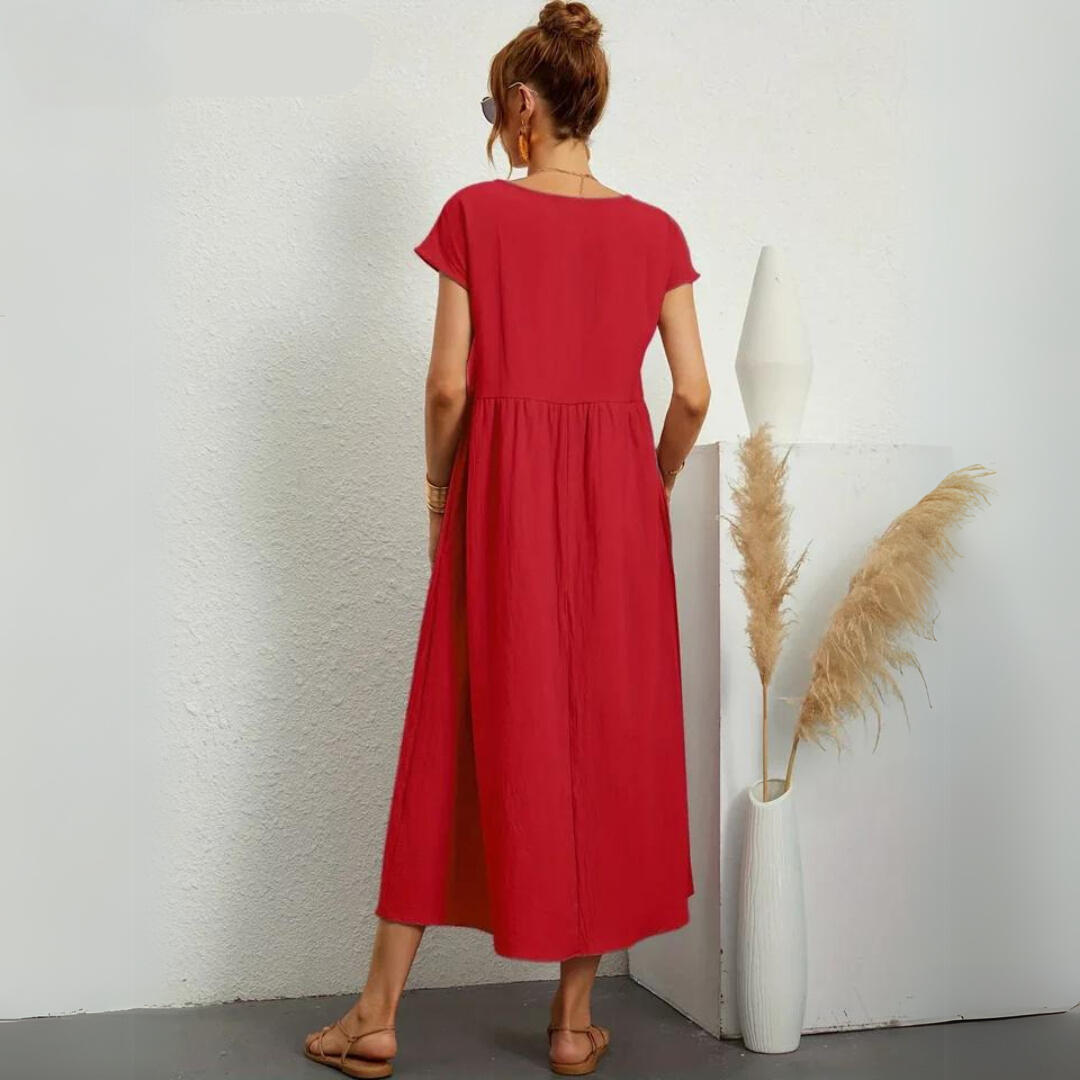 Isla - Casual Midi Dress in Cotton