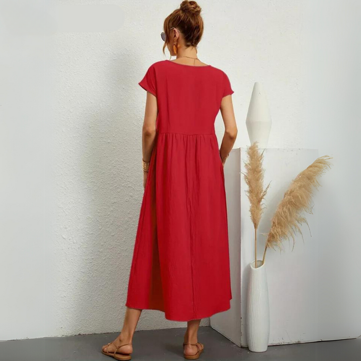 Isla - Casual Midi Dress in Cotton