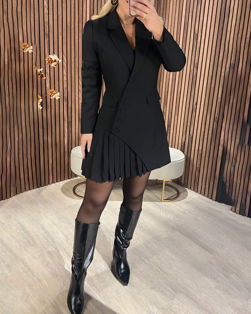 Solid Color Blazer Dress