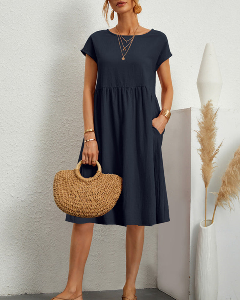 Loose Dress with Round Neckline