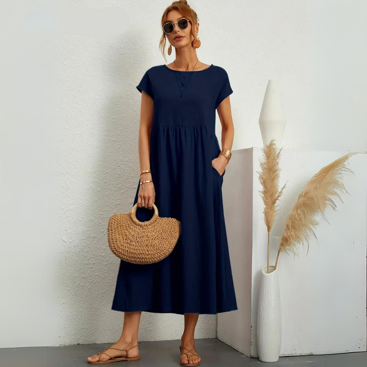Isla - Casual Midi Dress in Cotton