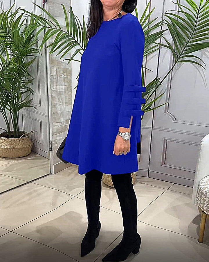 Casual Knee-Length Dress with Long Sleeves