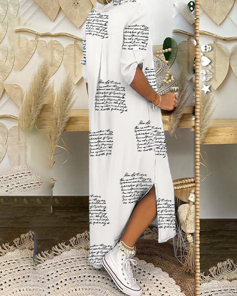 Shirt Dress with Split Print