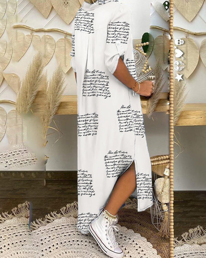 Shirt Dress with Split Print
