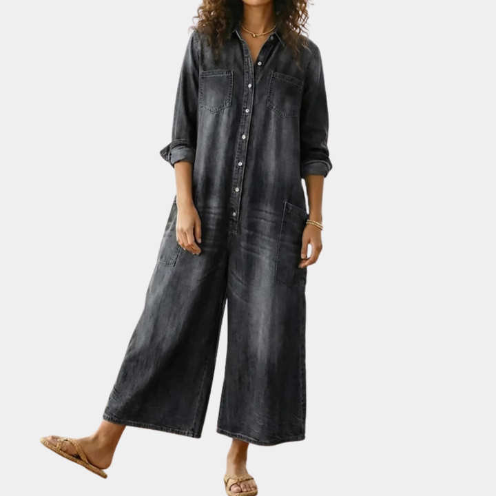 Diana | Vintage Washed Cotton Denim Overalls
