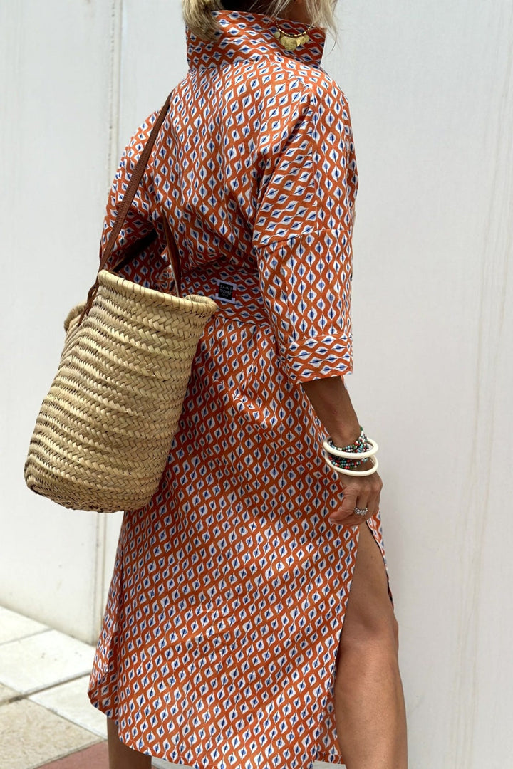 Anne - Elegant Checkered Shirt Dress