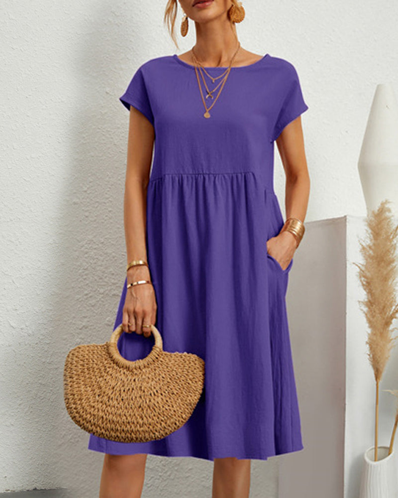 Loose Dress with Round Neckline