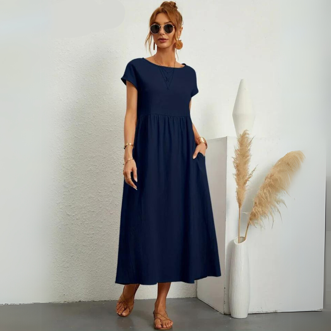 Isla - Casual Midi Dress in Cotton
