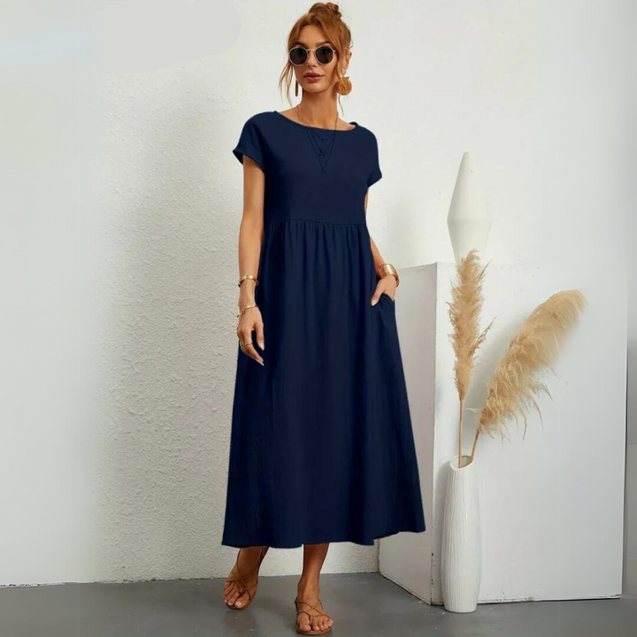 Isla - Casual Midi Dress in Cotton