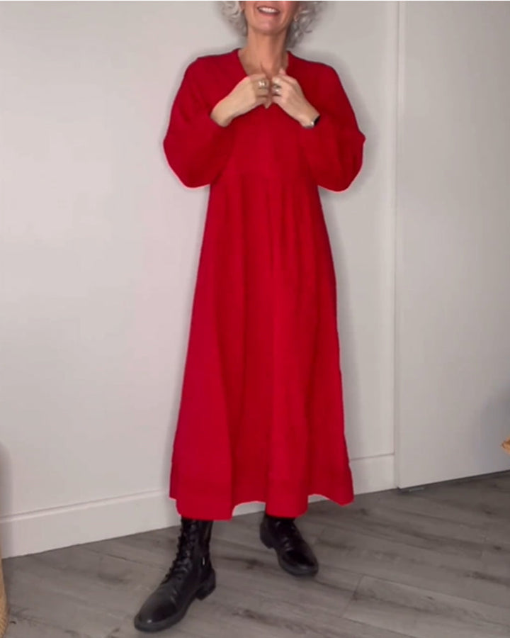 Elegant V-Neck Long Sleeve Dress