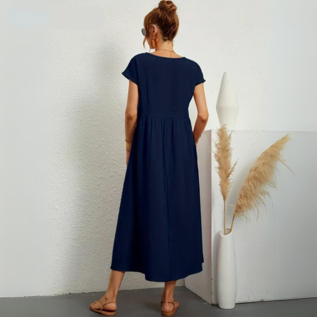 Isla - Casual Midi Dress in Cotton