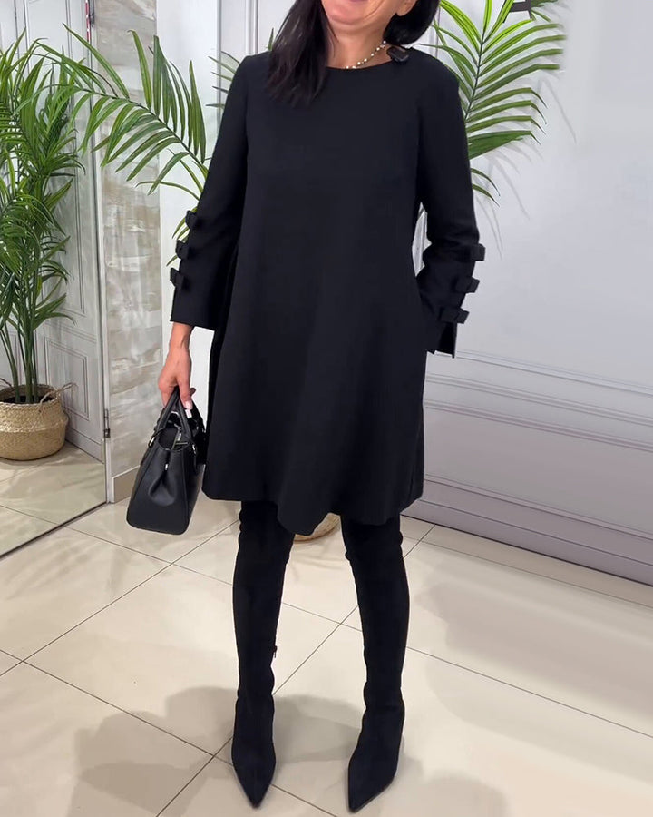 Casual Knee-Length Dress with Long Sleeves