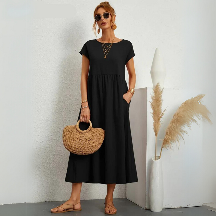 Isla - Casual Midi Dress in Cotton
