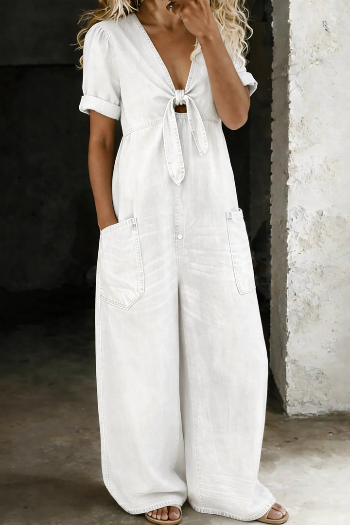 Maya | Short Sleeve Jumpsuit with V-Neck