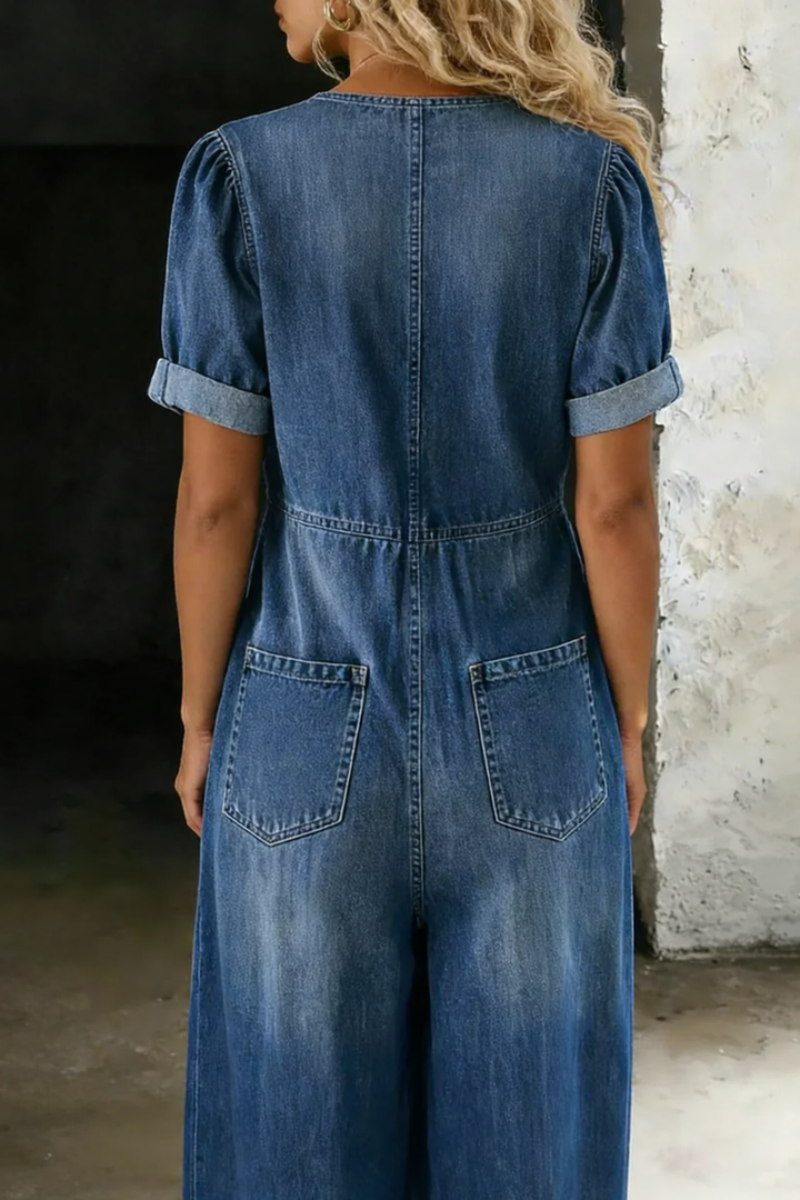 Maya | Short Sleeve Jumpsuit with V-Neck