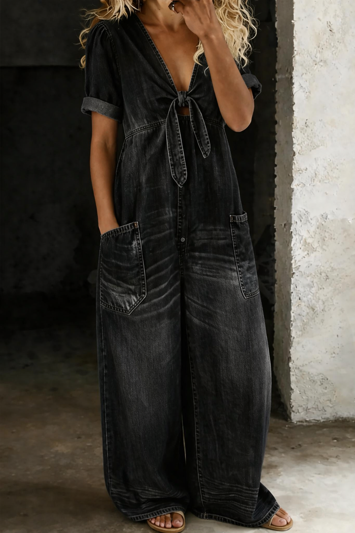 Maya | Short Sleeve Jumpsuit with V-Neck