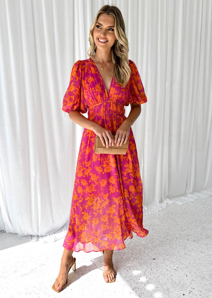 Luna™ | Modern Floral Midi Dress