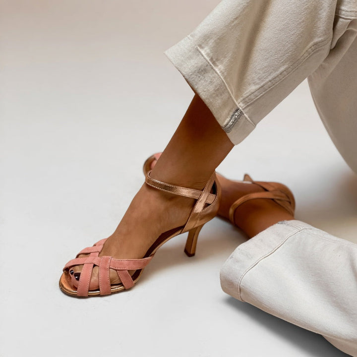 Amélia™ — Woven Sandal with Stiletto Heel, Retro Feminine Elegance
