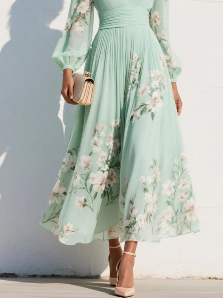 Lila - Elegant Floral Midi Dress