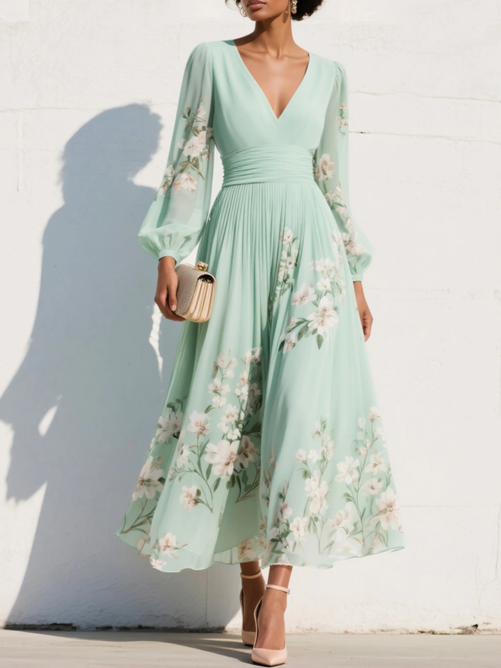 Lila - Elegant Floral Midi Dress