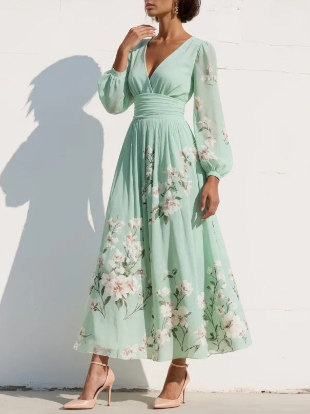 Lila - Elegant Floral Midi Dress