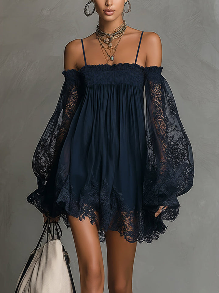 Camille | Elegant Lace Off Shoulder Mini Dress
