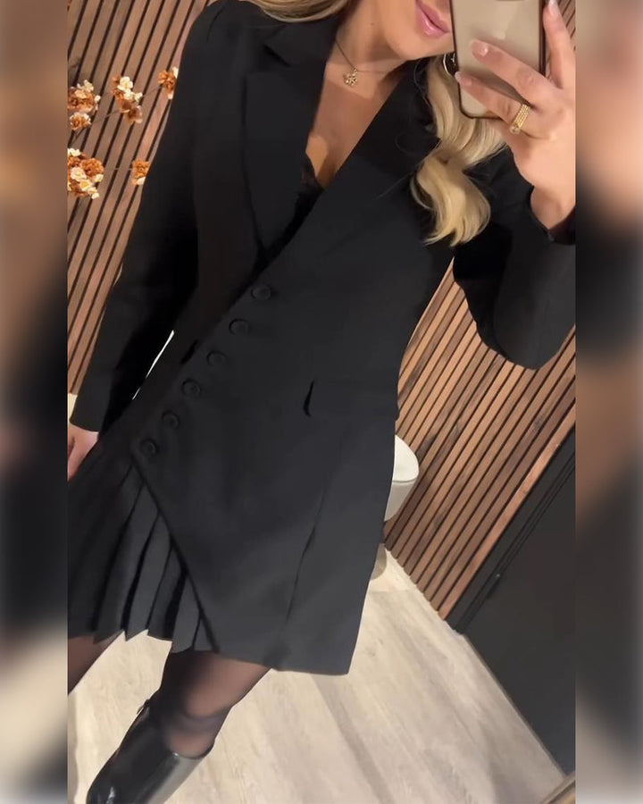 Solid Color Blazer Dress