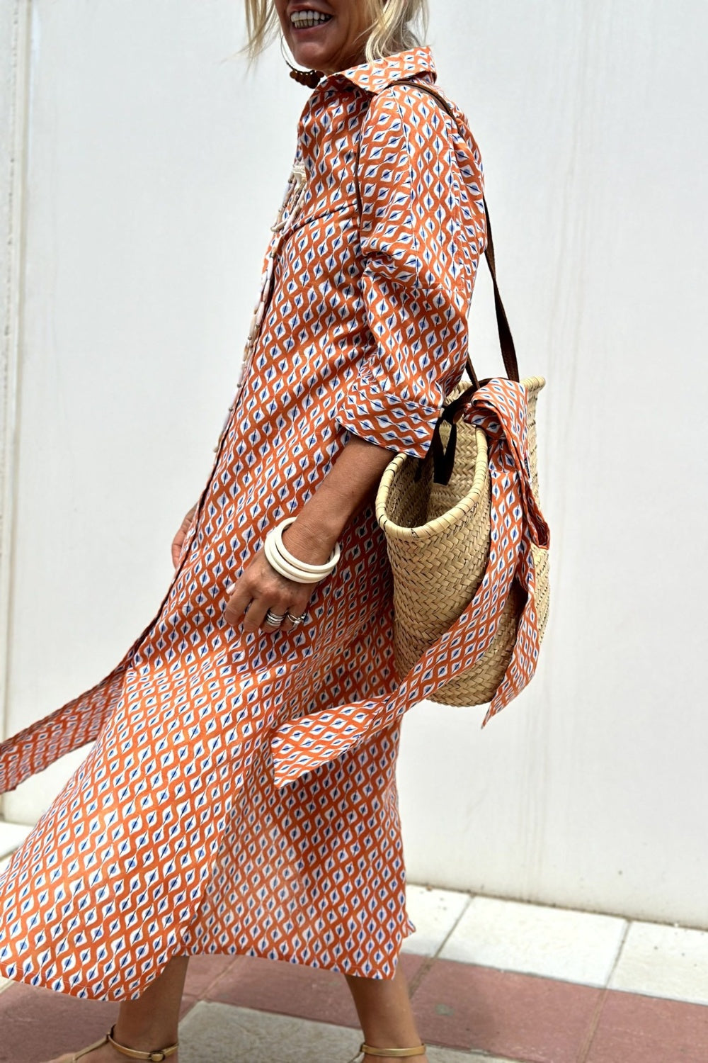 Anne - Elegant Checkered Shirt Dress
