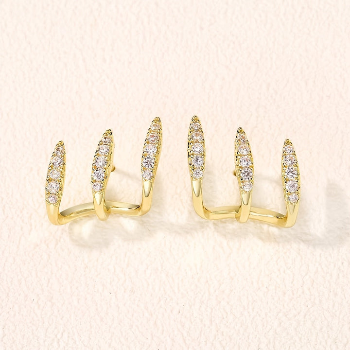 Elegant Earrings with Three-Claw Rhinestones