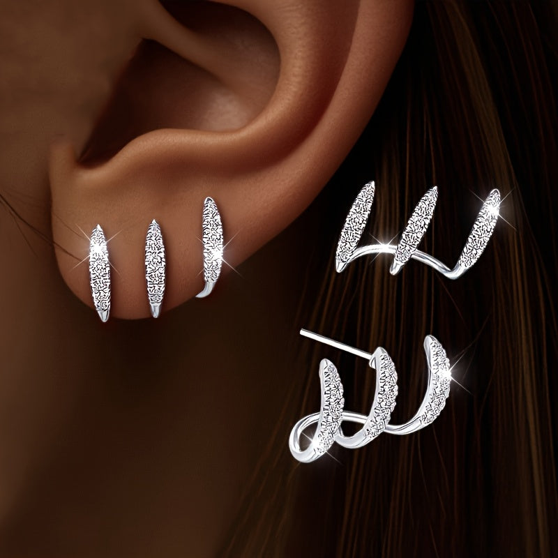 Elegant Earrings with Three-Claw Rhinestones