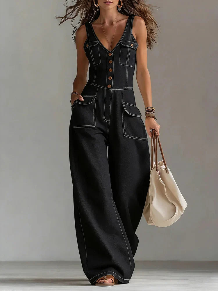 Sophie | Relaxed Loose Fit Denim Jumpsuit