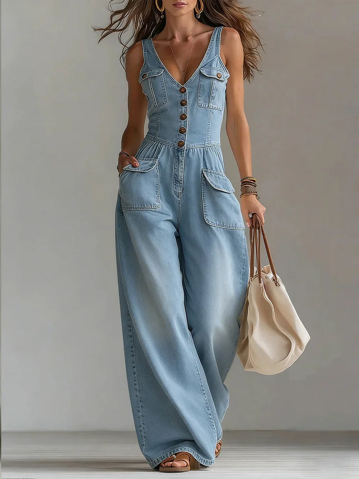 Sophie | Relaxed Loose Fit Denim Jumpsuit