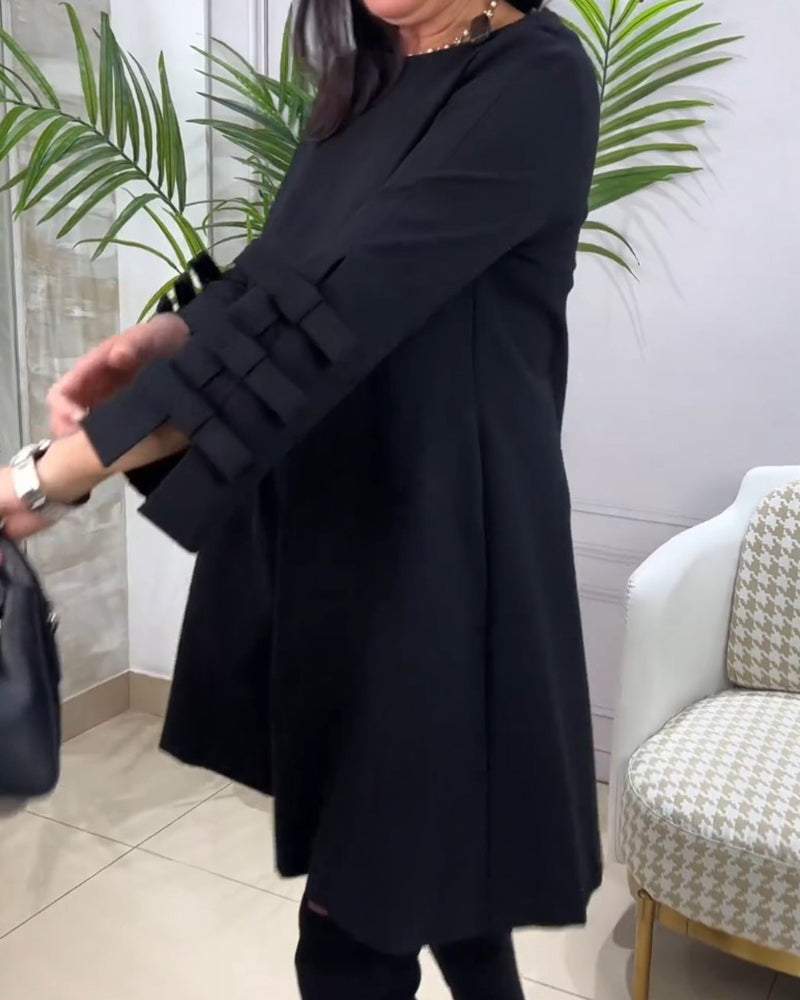 Casual Knee-Length Dress with Long Sleeves