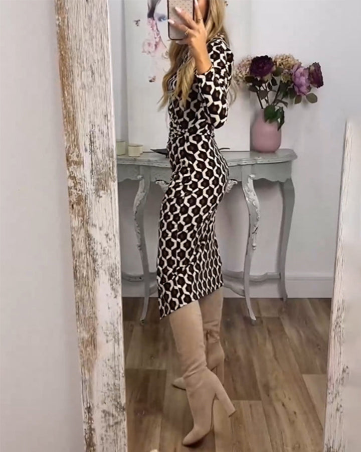 Fish Scale Print Split Dress