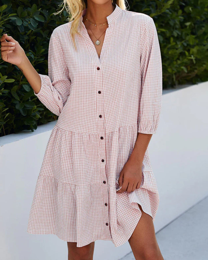 Plaid High Neck Dress