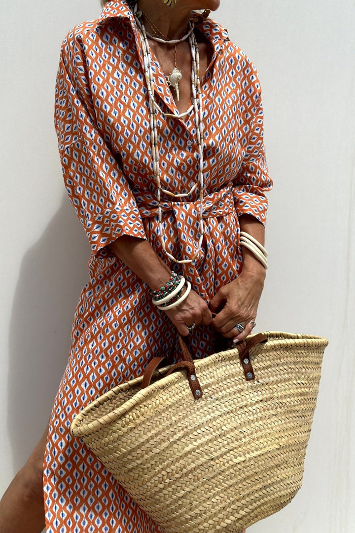 Anne - Elegant Checkered Shirt Dress