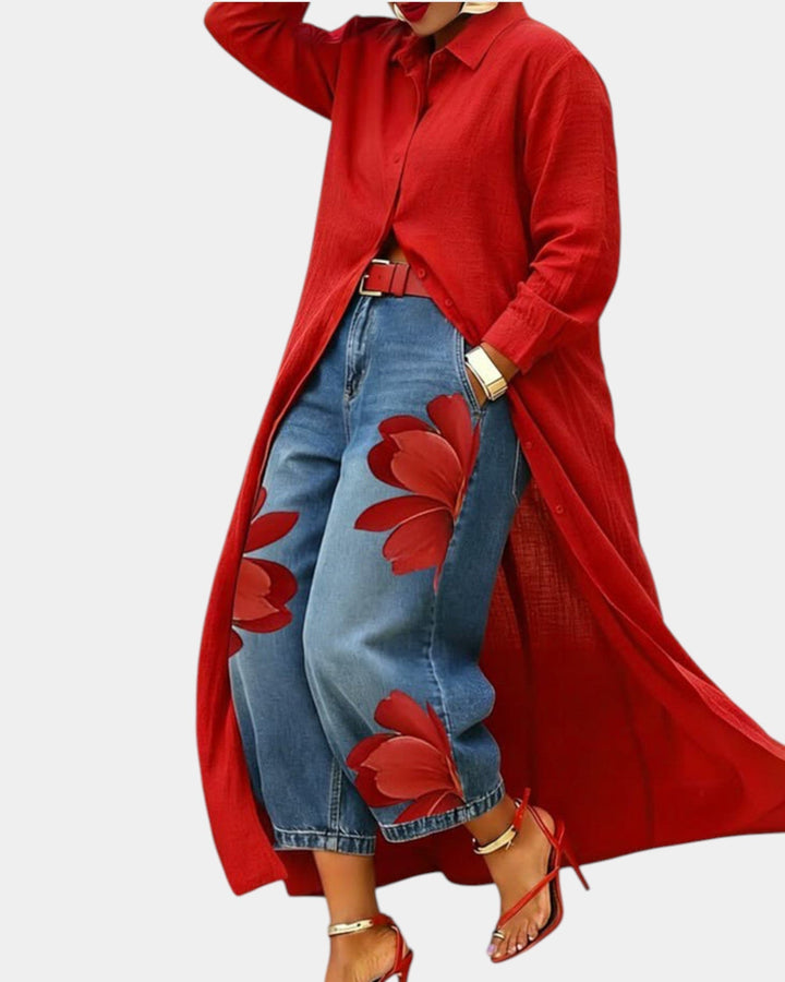 Céliane | Set of Wide-Leg Jeans and Dress