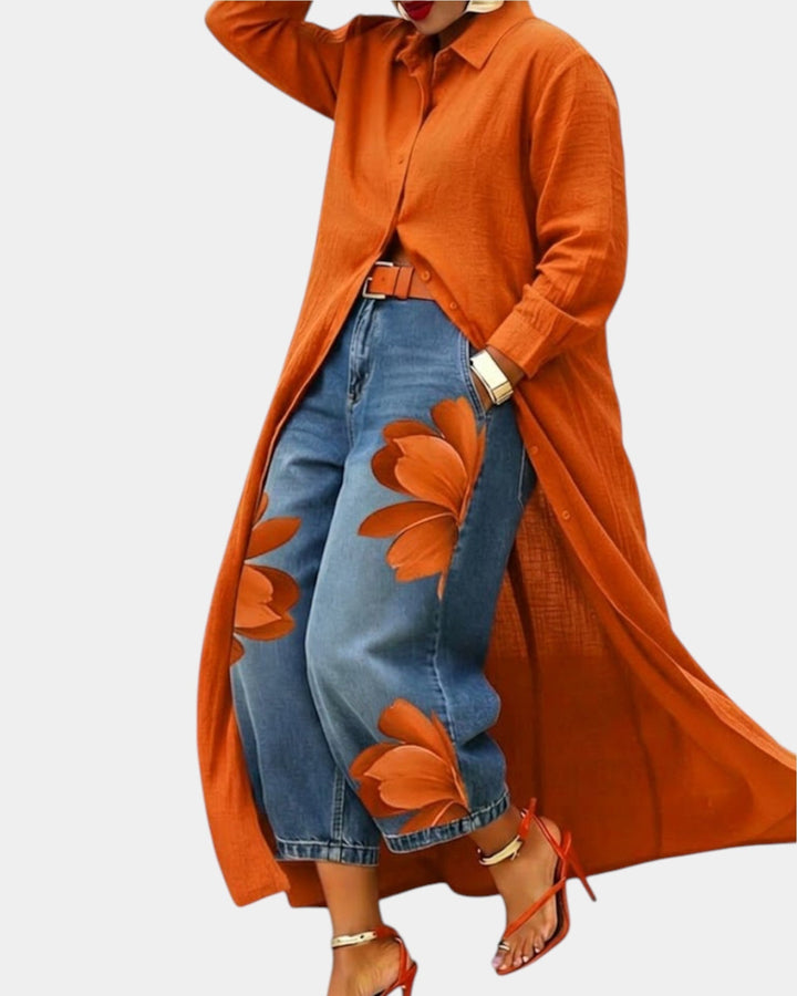 Céliane | Set of Wide-Leg Jeans and Dress