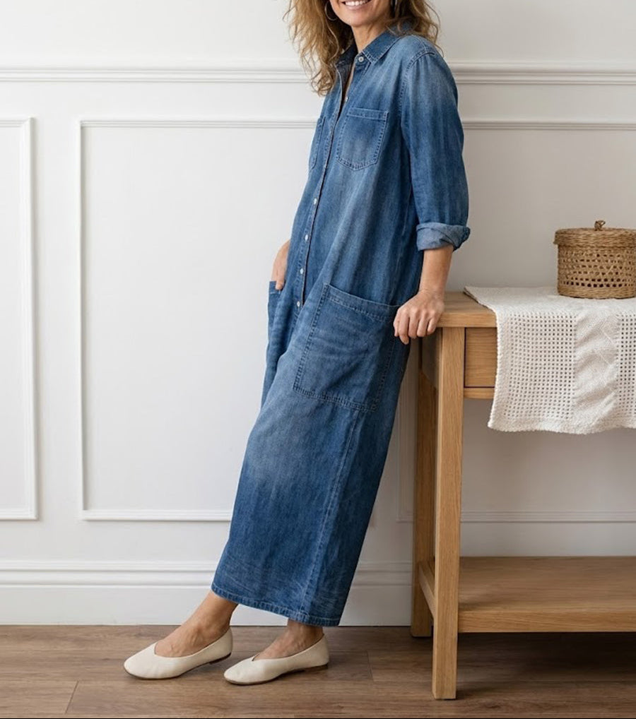 Diana | Vintage Washed Cotton Denim Overalls