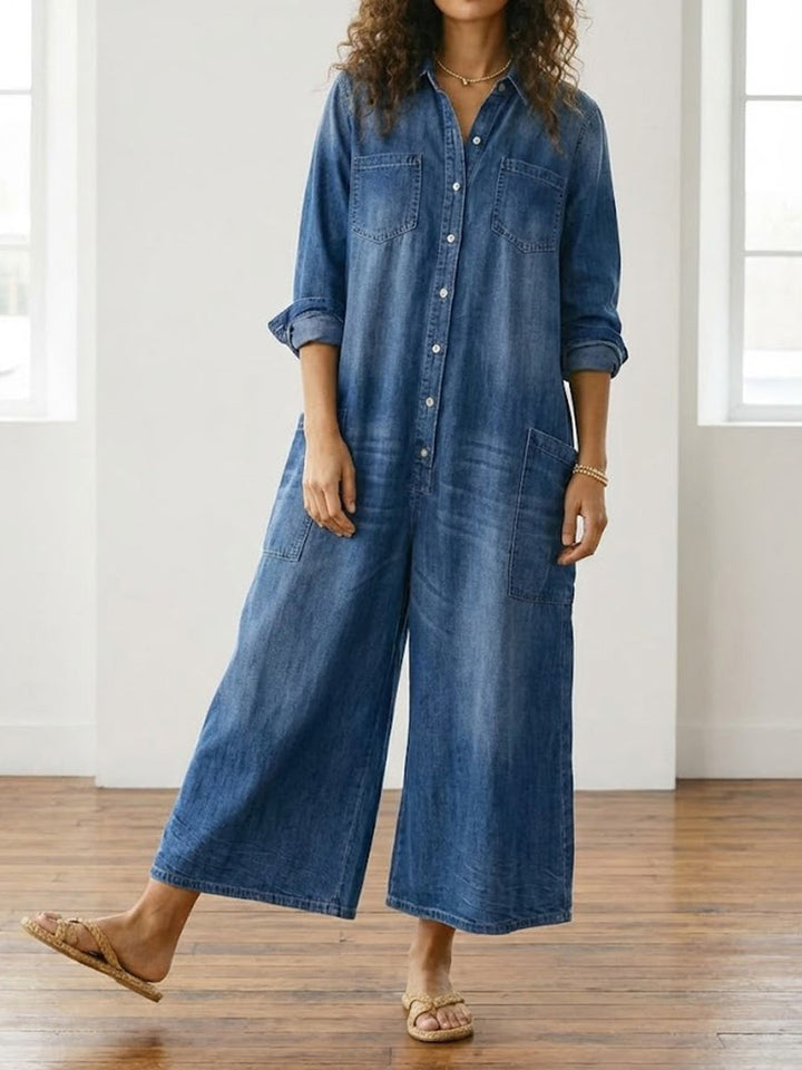 Diana | Vintage Washed Cotton Denim Overalls