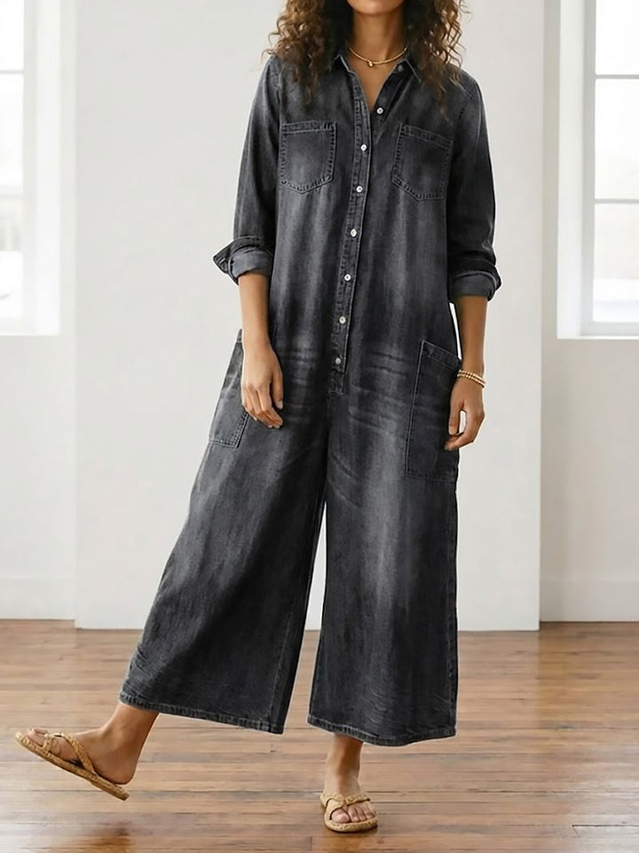 Diana | Vintage Washed Cotton Denim Overalls