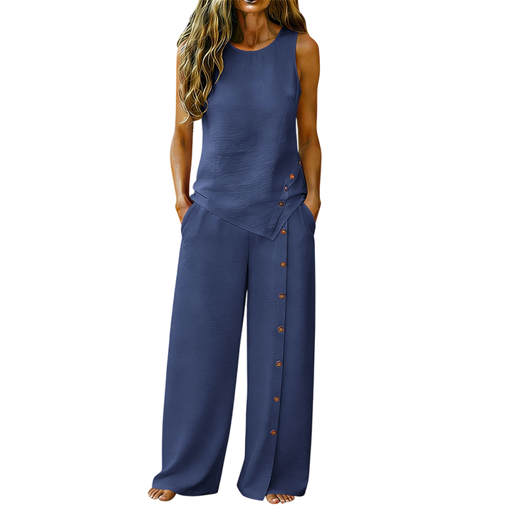 Two-Piece Women's Set – Sleeveless Top, Wide-Leg Pants