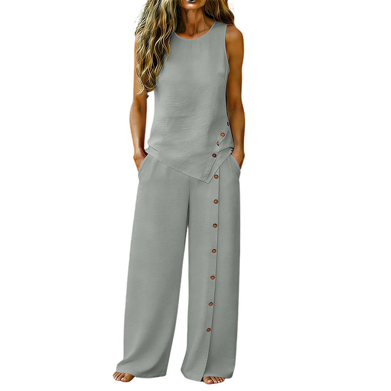 Two-Piece Women's Set – Sleeveless Top, Wide-Leg Pants